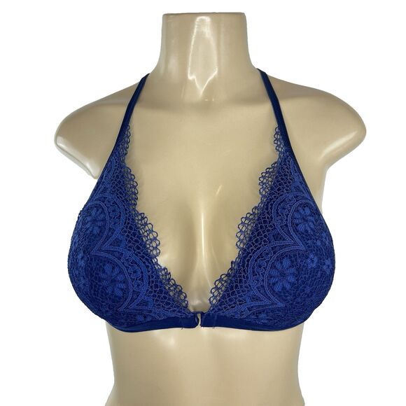 Victoria's Secret Front Close Lace Bralette Bra Size L Blue Body By Victoria - Picture 4 of 14